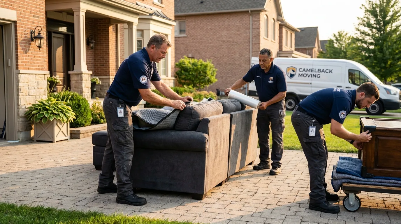 Large estate moving crew wrapping furniture in Boley, OK